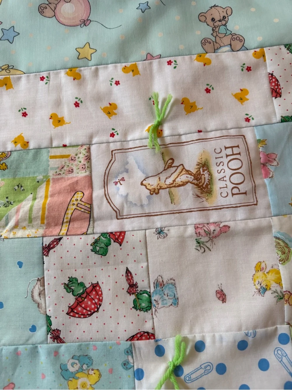 NEW Vintage Baby Toddler Quilt Patchwork Handmade Nursery Rhymes Winnie The Pooh